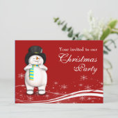 Cartoon Snowman Weihnachts-Party Einladung (Stehend Vorderseite)