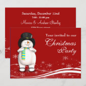 Cartoon Snowman Weihnachts-Party Einladung (Vorne/Hinten)