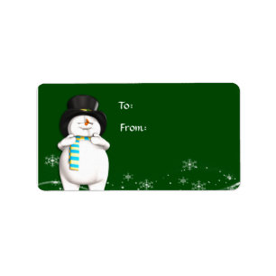 Cartoon Snowman Weihnachtsgeschenk Tag Adressaufkleber