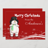 Cartoon Snowman Weihnachtskarte Feiertagskarte (Vorne/Hinten)