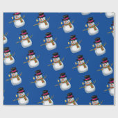 Cartoon Snowman Wrapping Paper Geschenkpapier (Flach)
