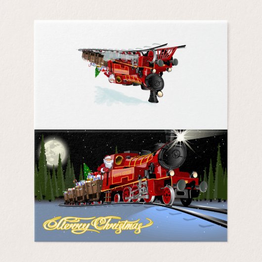 Cartoon Snta Express Postkarte (Außenseite Aufgefaltet)