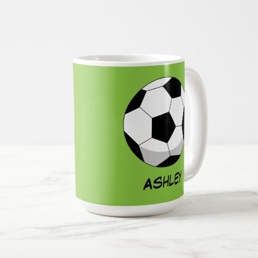 Cartoon Soccer Ball | Name hinzufügen Kaffeetasse (VorderseiteRechts)