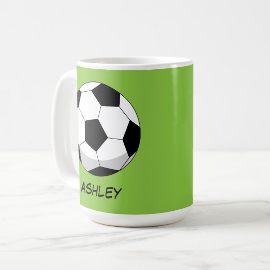 Cartoon Soccer Ball | Name hinzufügen Kaffeetasse (Vorderseite Links)