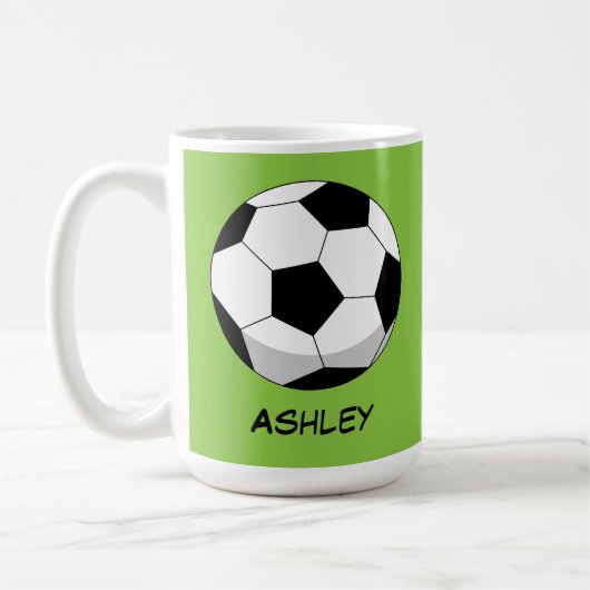 Cartoon Soccer Ball | Name hinzufügen Kaffeetasse (Links)