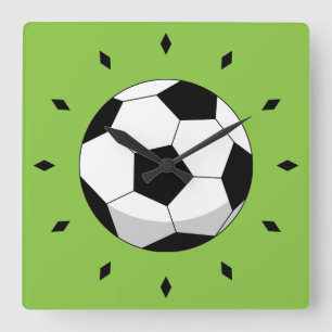 Cartoon Soccer Ball Quadratische Wanduhr