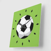 Cartoon Soccer Ball Quadratische Wanduhr (Winkel)