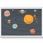 Cartoon Solar System Matte 3" x 3" Aufkleber (Vorderseite)