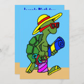 Cartoon SommerSchildkröteneinladung Einladung (Vorne/Hinten)
