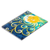 Cartoon Sonne und Mond Liebe Frieden Notizblock (Linke Seite)