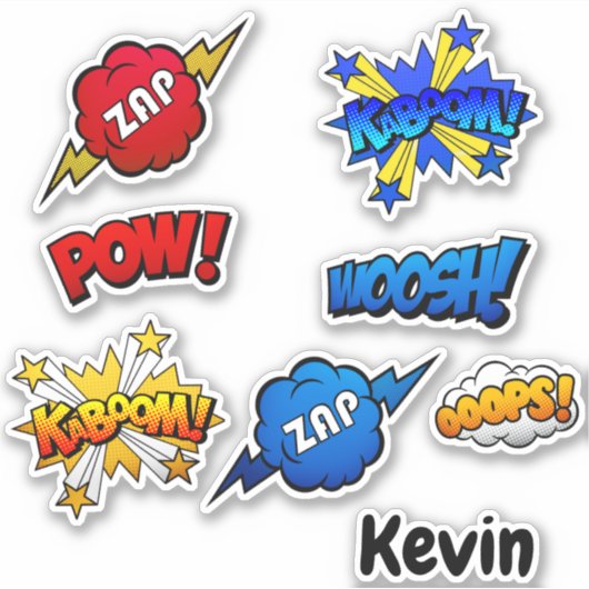 Cartoon Sound and Action Bubble Set Aufkleber (Vorderseite)