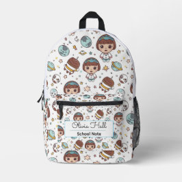 Cartoon Space Back to School Supplies Teachers  Bedruckter Rucksack