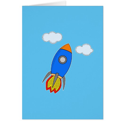 Cartoon Space Rocket in Blue Sky (Vorne)