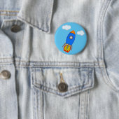 Cartoon Space Rocket in Blue Sky Button (Beispiel)