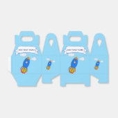 Cartoon Space Rocket in Blue Sky Geschenkschachtel (Ungefaltet)