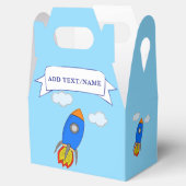 Cartoon Space Rocket in Blue Sky Geschenkschachtel (Geöffnet)