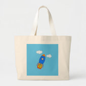 Cartoon Space Rocket in Blue Sky Jumbo Stoffbeutel (Vorne)