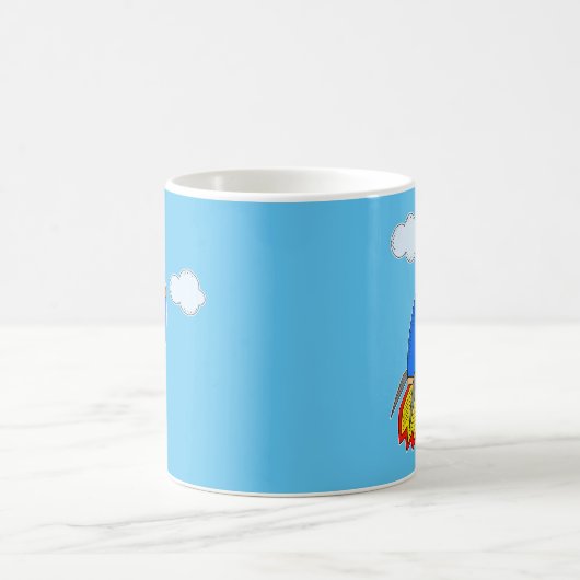 Cartoon Space Rocket in Blue Sky Kaffeetasse (Mittel)
