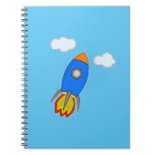 Cartoon Space Rocket in Blue Sky Notizblock (Vorderseite)