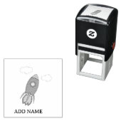 Cartoon Space Rocket Individuelle Name Permastempel (Beispiel)