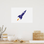 Cartoon Space Rocket Poster (Küche)