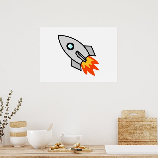 Cartoon Space Rocket Poster (Küche)