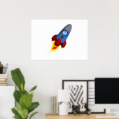 Cartoon Space Rocket Poster (Heimbüro)