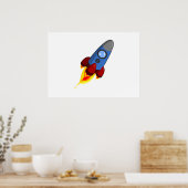 Cartoon Space Rocket Poster (Küche)