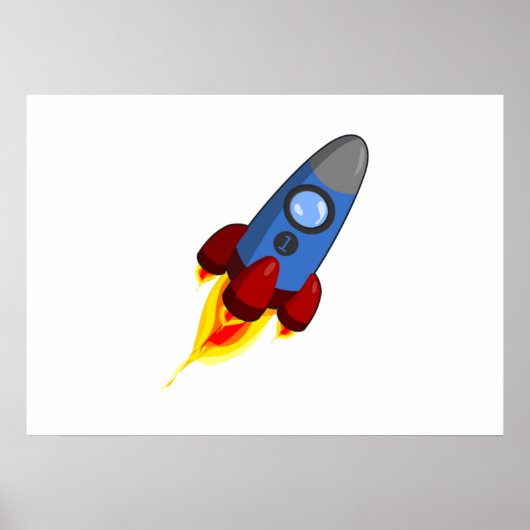 Cartoon Space Rocket Poster (Vorne)