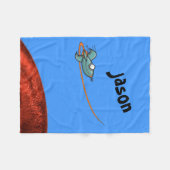 Cartoon Space Ship Alien Planet Fleecedecke (Vorderseite (Horizontal))