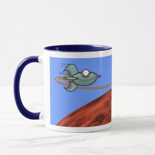 Cartoon Space Ship Alien Planet Tasse (Links)