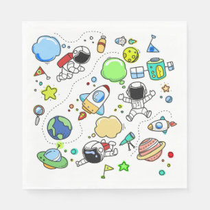 Cartoon Space Thema Geburtstagsparty Papier Napkin Serviette