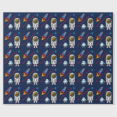 Cartoon Space Theme Custom Birthday Wrapping Paper Geschenkpapier (Flach)