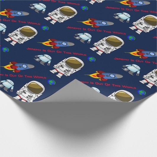 Cartoon Space Theme Custom Birthday Wrapping Paper Geschenkpapier (Ecke)