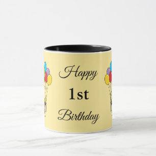 Cartoon Sparrow mit Balloons Geburtstag   Text hin Tasse