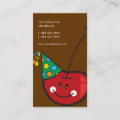 Cartoon-Spaß und Rotkäsekirschen mit Party-Hasen Visitenkarte (Rückseite)