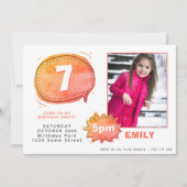 Cartoon Speech Bubble Foto Girl Geburtstag Einladung (Vorderseite)