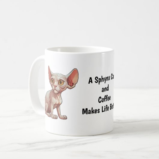 Cartoon Sphynx Cat Kaffeetasse (Vorderseite Links)