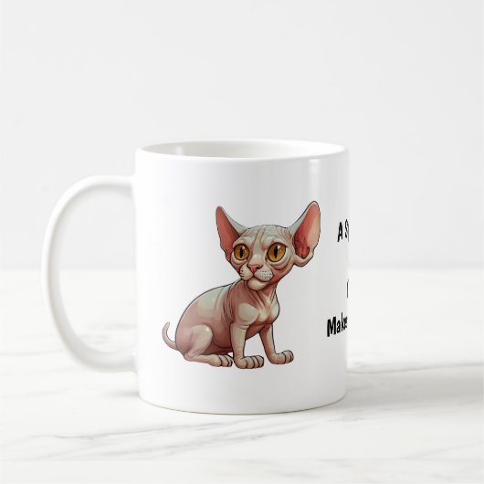 Cartoon Sphynx Cat Kaffeetasse (Links)
