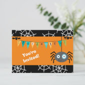Cartoon Spider Halloween Kids Party Einladung (Stehend Vorderseite)