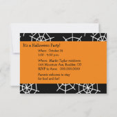 Cartoon Spider Halloween Kids Party Einladung (Rückseite)