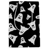 Cartoon Spooky Geist mit schwarzem Hintergrund Mittlere Geschenktüte (Vorderseite)