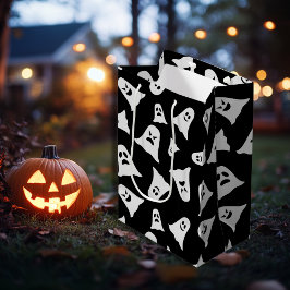 Cartoon Spooky Geist mit schwarzem Hintergrund Mittlere Geschenktüte