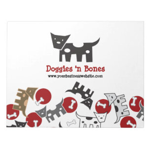 Cartoon Spotted Doggies & Bones Cute Fun Notepad Notizblock