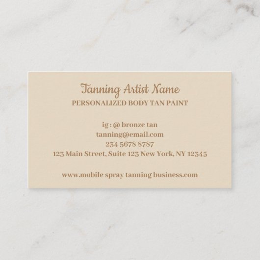 Cartoon Spray Body Paint Lady Mobile Tanning Visitenkarte (Rückseite)