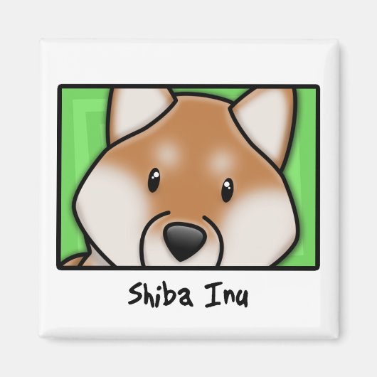Cartoon Square Shiba Inu Magnet (Vorne)