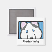Cartoon Square Siberian Husky Magnet (Vorderseite/Rückseite)