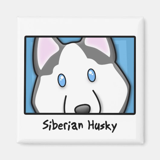 Cartoon Square Siberian Husky Magnet (Vorne)