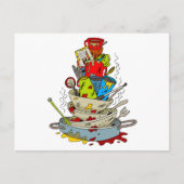 Cartoon "Stack of Dirty Geschirrs" Postkarte (Vorderseite)