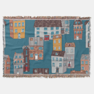 Cartoon-Stadt Vintage Tapete Decke